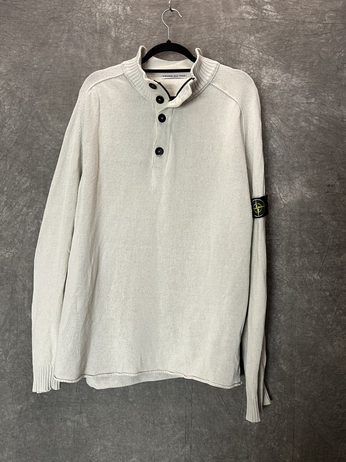 Massimo Osti × Stone Island × Vintage Stone Island Knitwear Sweater Jumper Heavy Half Zip Wool Size US XL / EU 56 / 4 - 2 Thumbnail