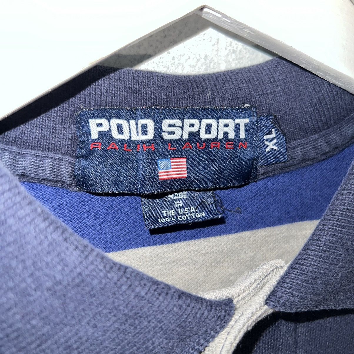 Polo Ralph Lauren 90s vintage polo sports striped USA shirt XL Size US XL / EU 56 / 4 - 3 Thumbnail