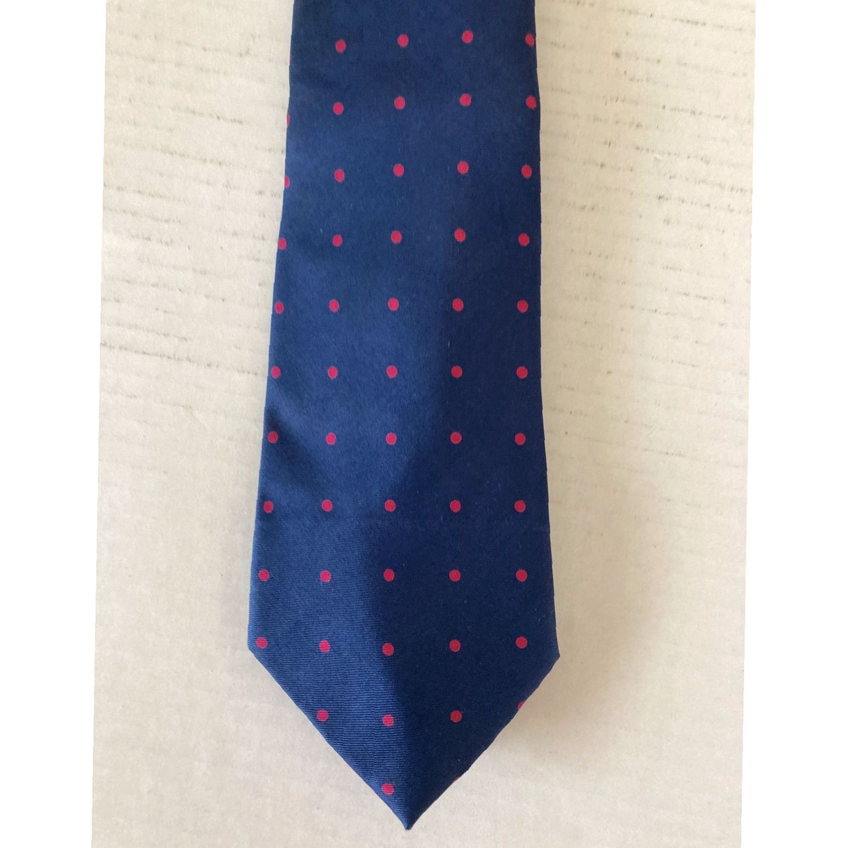 Vintage Silk Necktie in Bold Blue and Red Polka Dot Pattern for Men ...