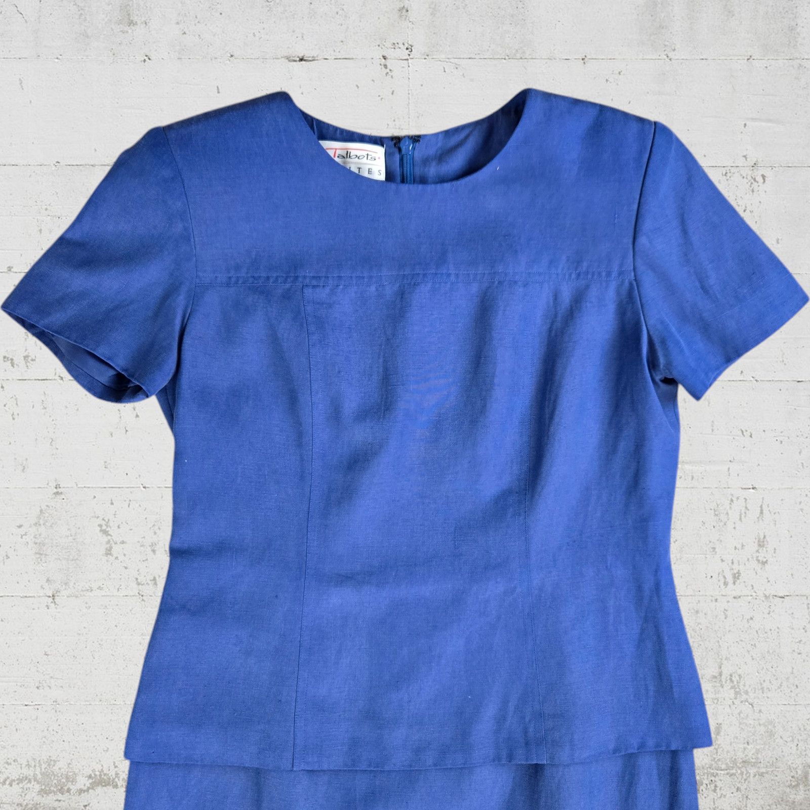 Other Vintage Blue Silk Linen Mini Dress Size 2P Size XS / US 0-2 / IT 36-38 - 3 Thumbnail