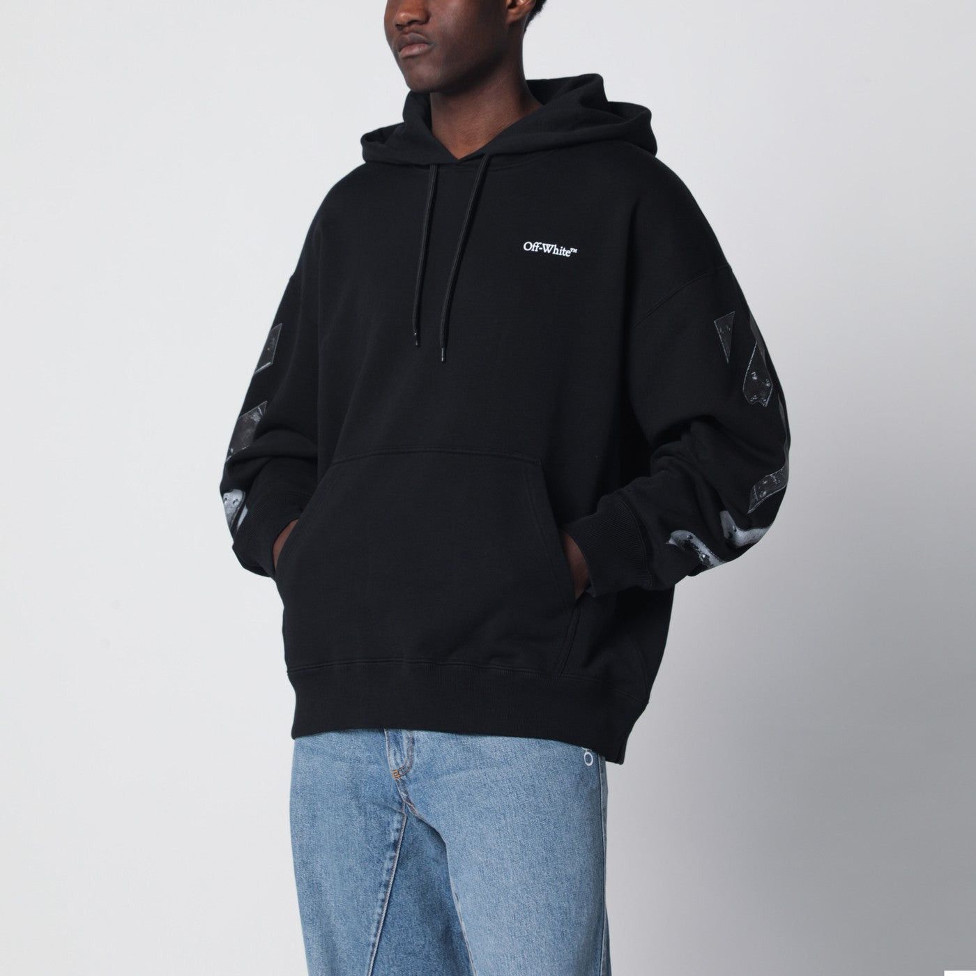 Off-White Off-White Black Hooded Sweatshirt With Logo Print Size US L / EU 52-54 / 3 - 1 Thumbnail
