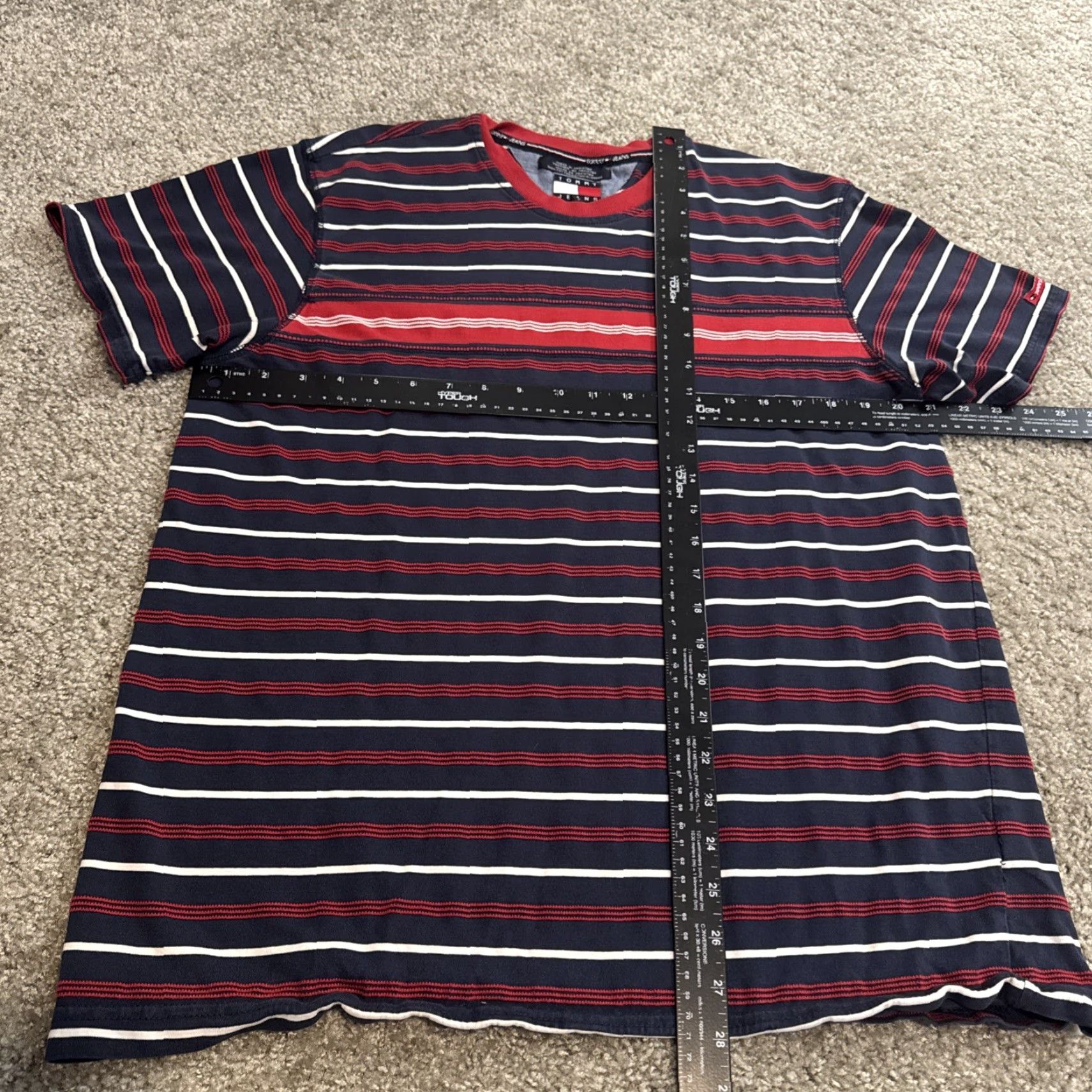 Tommy Hilfiger VINTAGE Tommy Hilfiger Navy Red White Stripe T-Shirt L Men 90s Skater Shirt Size US L / EU 52-54 / 3 - 6 Thumbnail