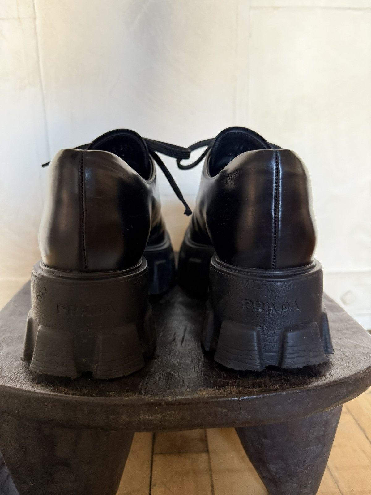 Prada Prada Monolith Brushed Leather Lace-up shoes Size US 7.5 / IT 37.5 - 6 Thumbnail