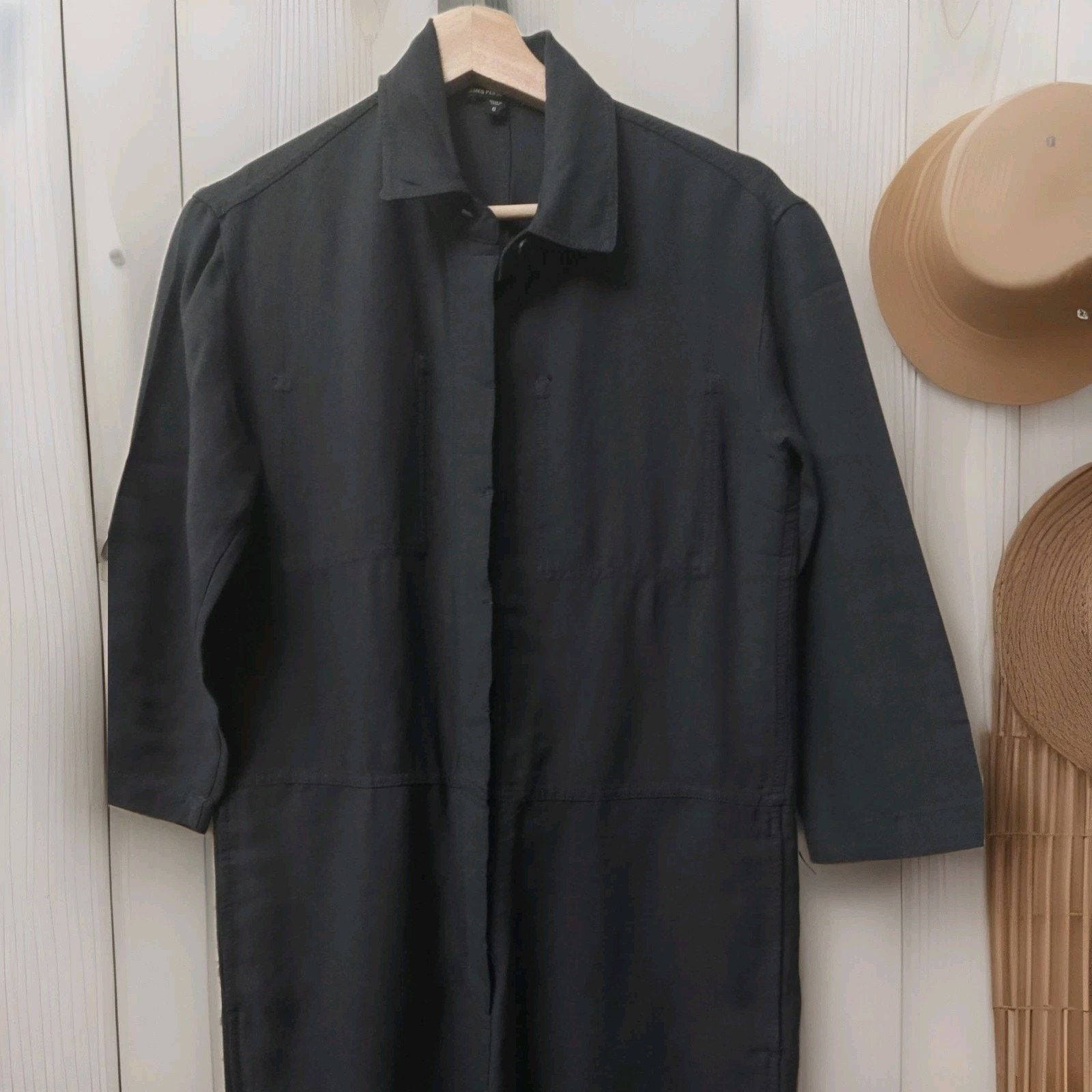 James Perse James Perse Jumpsuit Black Viscose Linen Oversized Button Size 29" - 9 Thumbnail
