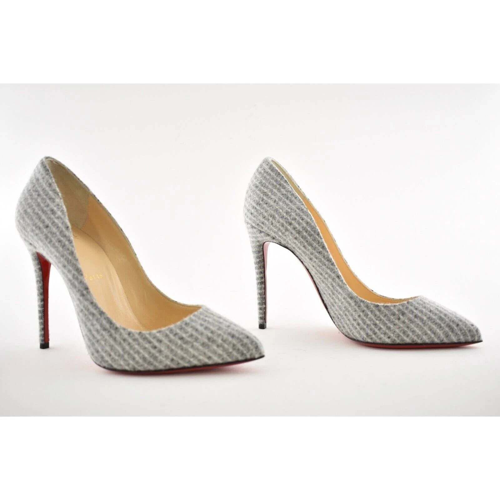 Christian Louboutin Christian Louboutin Pigalle Follies 100 Grey Flanelle Tennis Size US 7.5 / IT 37.5 - 4 Thumbnail