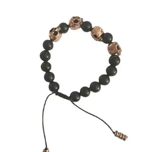 THVM Dark Vintage Style Horror Skull Black BeadsBracelet Size ONE SIZE - 2 Thumbnail