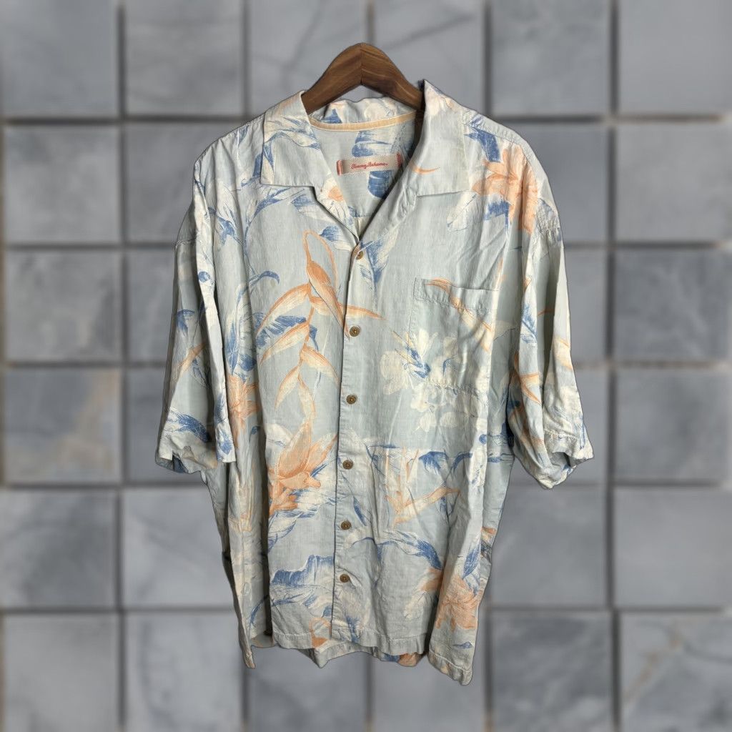 Tommy Bahama VINTAGE Tommy Bahama Shirt Mens 2XL Blue Orange Floral Button Up Hawaiian Camp Casual Size US XXL / EU 58 / 5 - 1 Thumbnail
