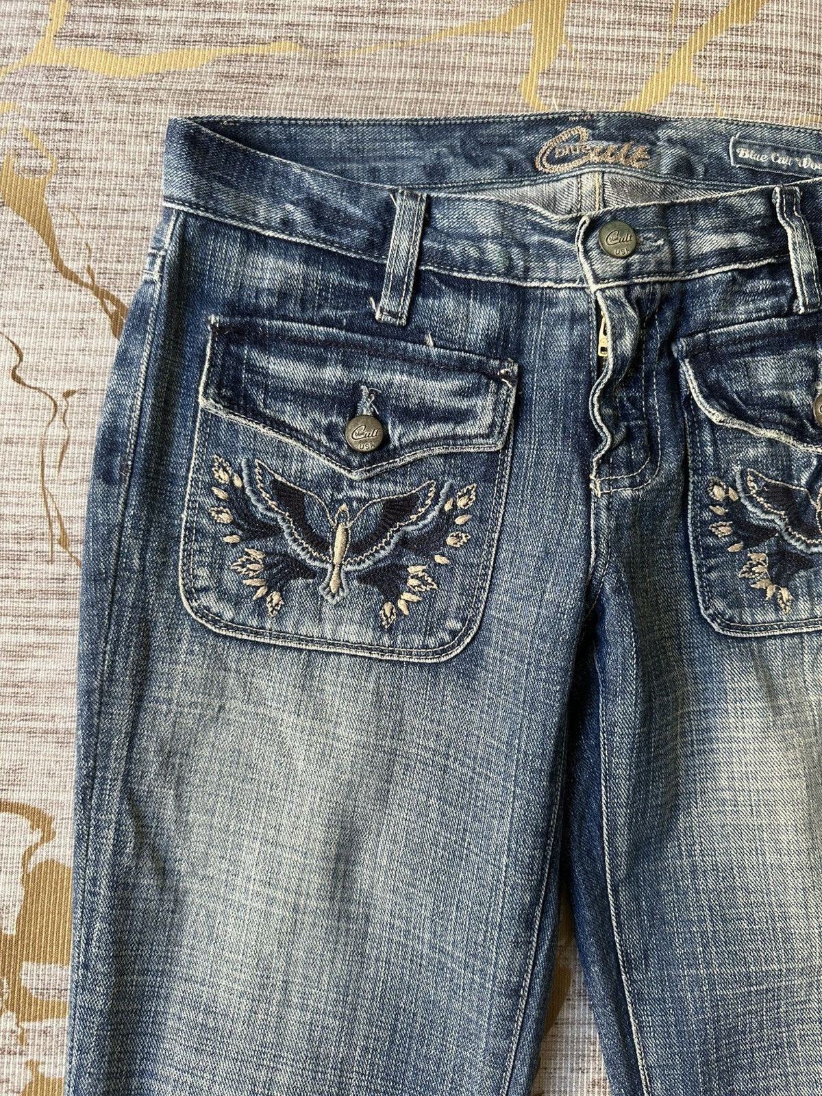 Japanese Brand FLARE Blue Cult Fatigue Jeans Size 28" / US 6 / IT 42 - 9 Thumbnail