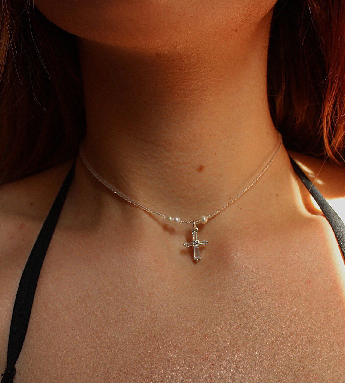 Other Freshwater Pearl Necklace, Clear Cross Pendant Size ONE SIZE - 3 Thumbnail