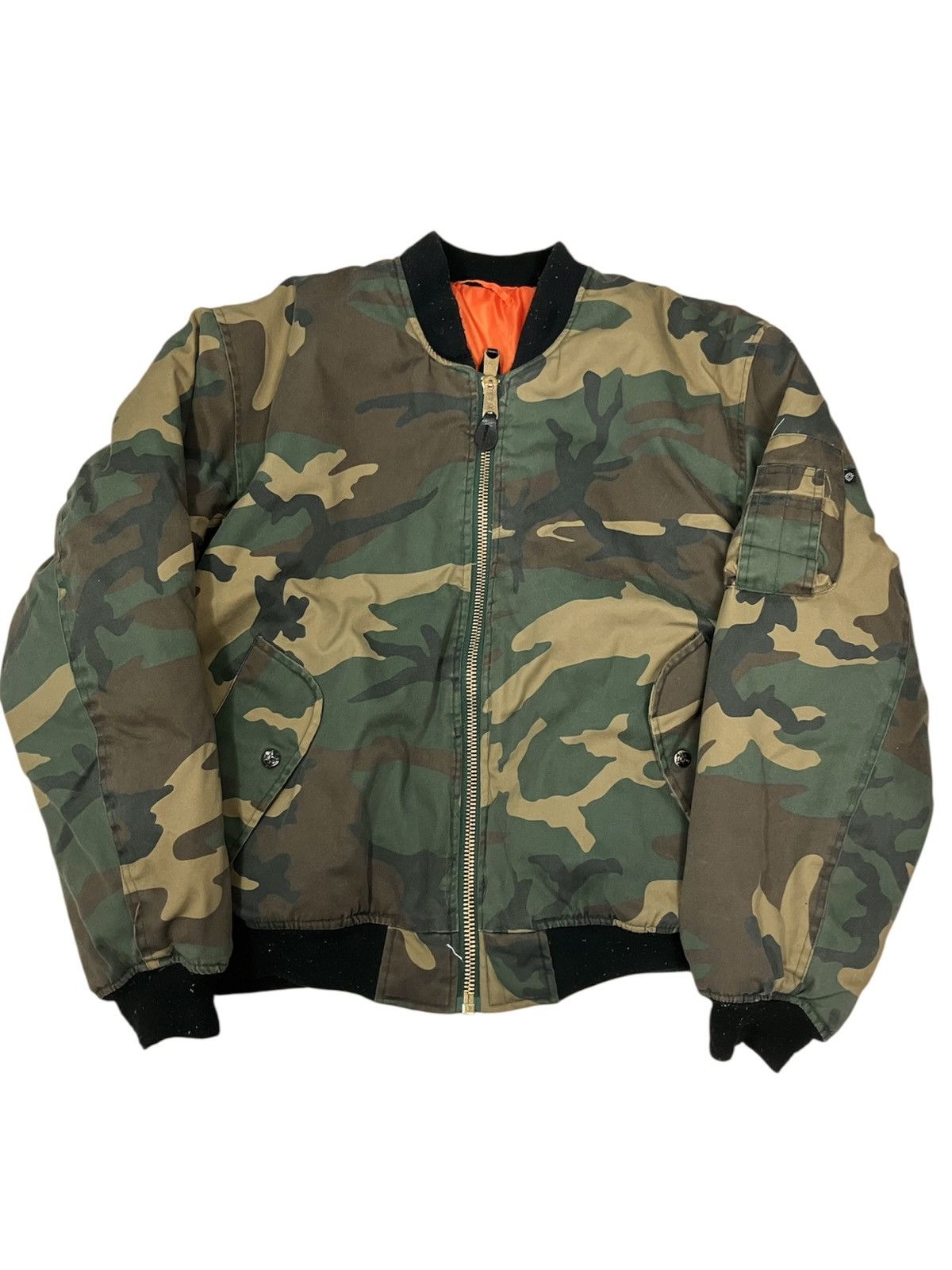 Fostex Garments Woodland Camo Vintage Wash MA1 Bomber Jacket