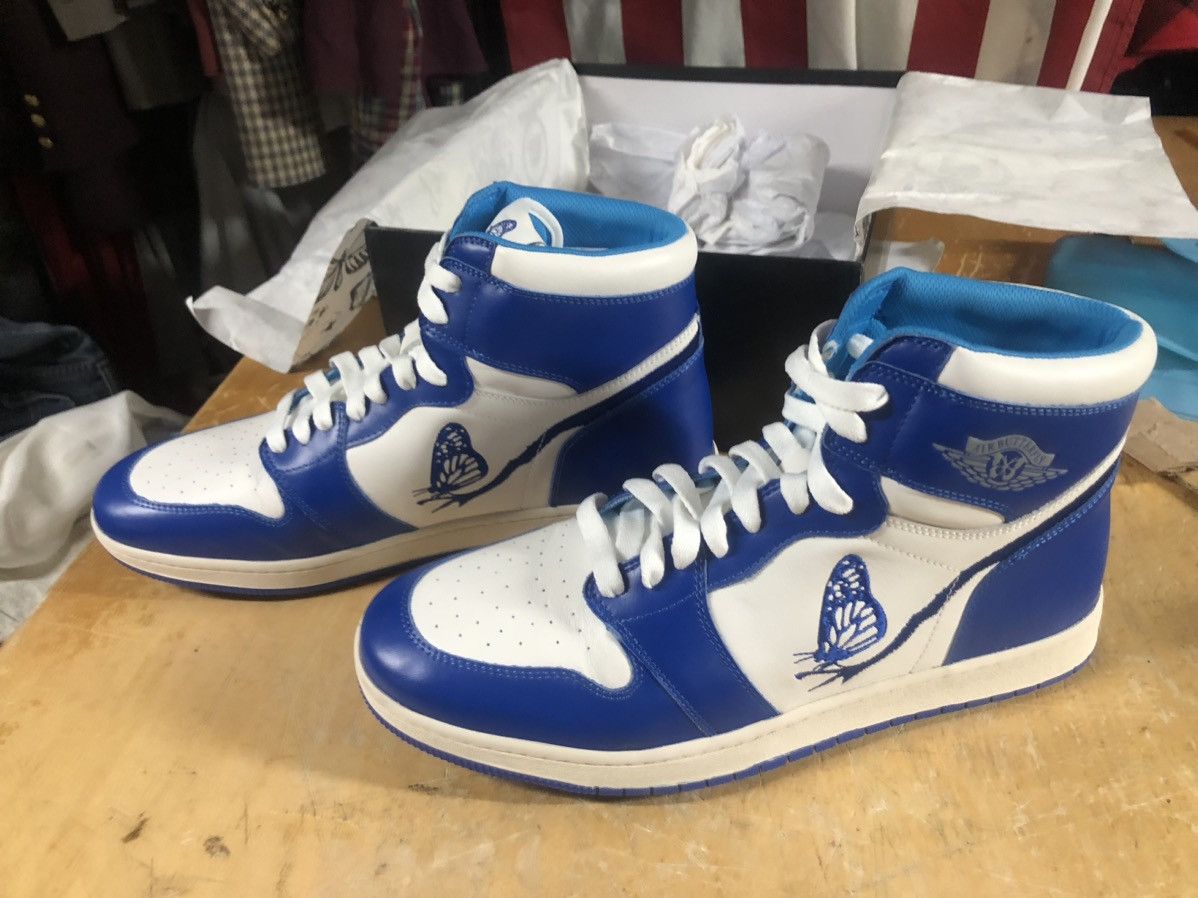 image of Amac Butterfly High Uk University Blue Leather Kentucky 10 Shoes, Men's