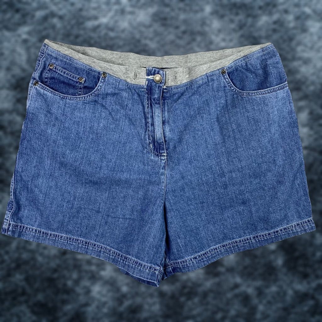 J. Jill J. Jill Shorts Womens 18 Petite Blue Denim Elastic Waist High Rise Cotton Size 40" / US 18 - 1 Thumbnail