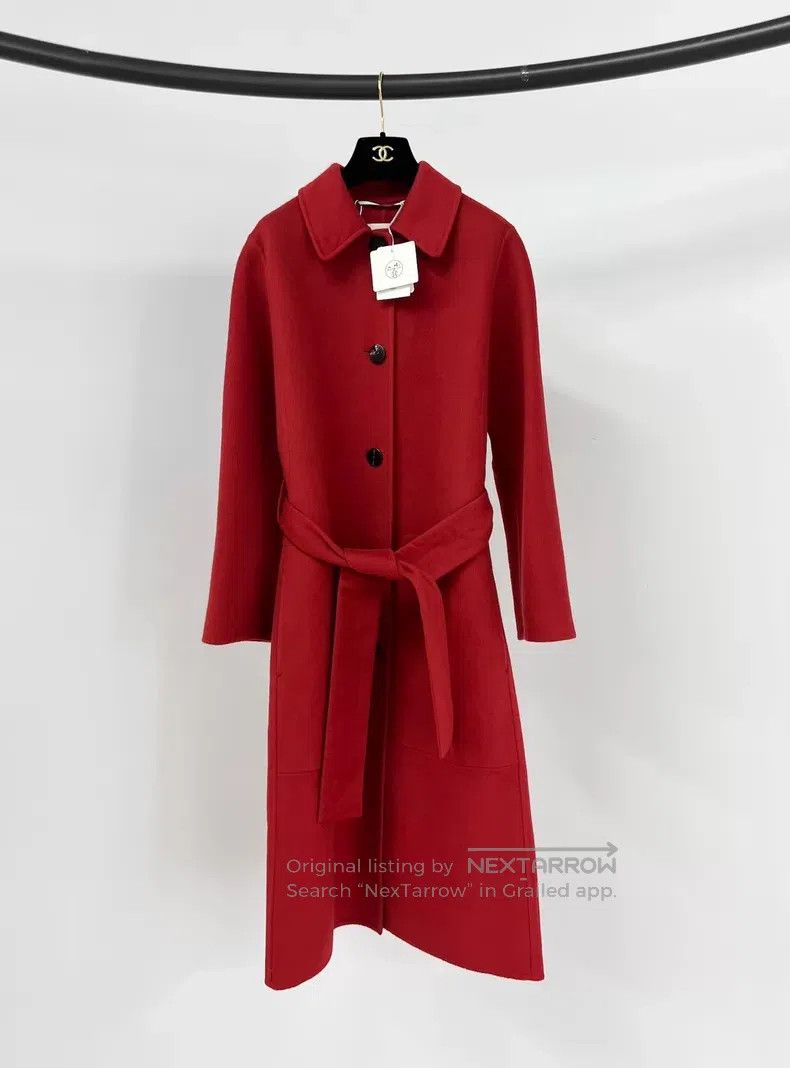 Hermes Hermes Red Collar Tie Cashmere Coat Size XS / US 0-2 / IT 36-38 - 1 Thumbnail