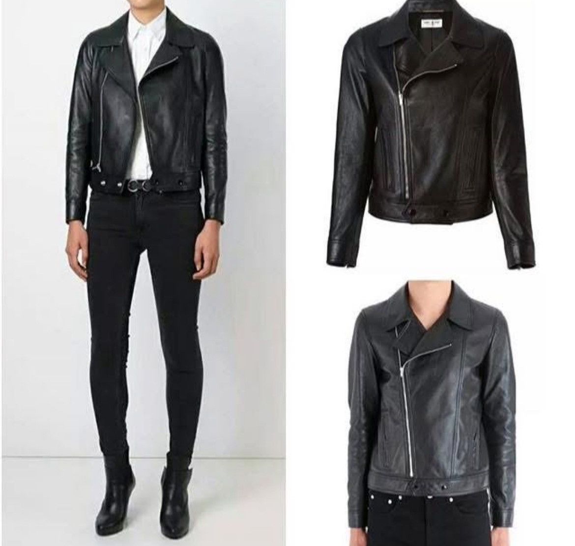 Hedi Slimane × Saint Laurent Paris 15FW L00 Motorcycle Leather Jacket Sz44 (with free pins) Size US S / EU 44-46 / 1 - 15 Thumbnail