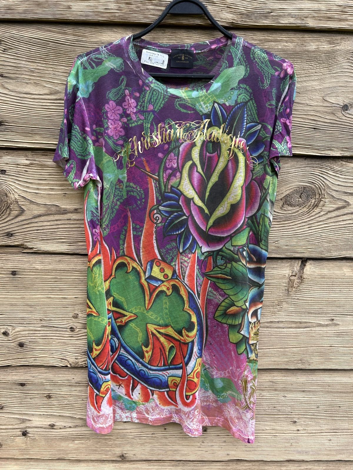 Christian Audigier BNWT Christian Audigier Multicolor Tattoo Art Tunic Dress Size L / US 10 / IT 46 - 1 Thumbnail