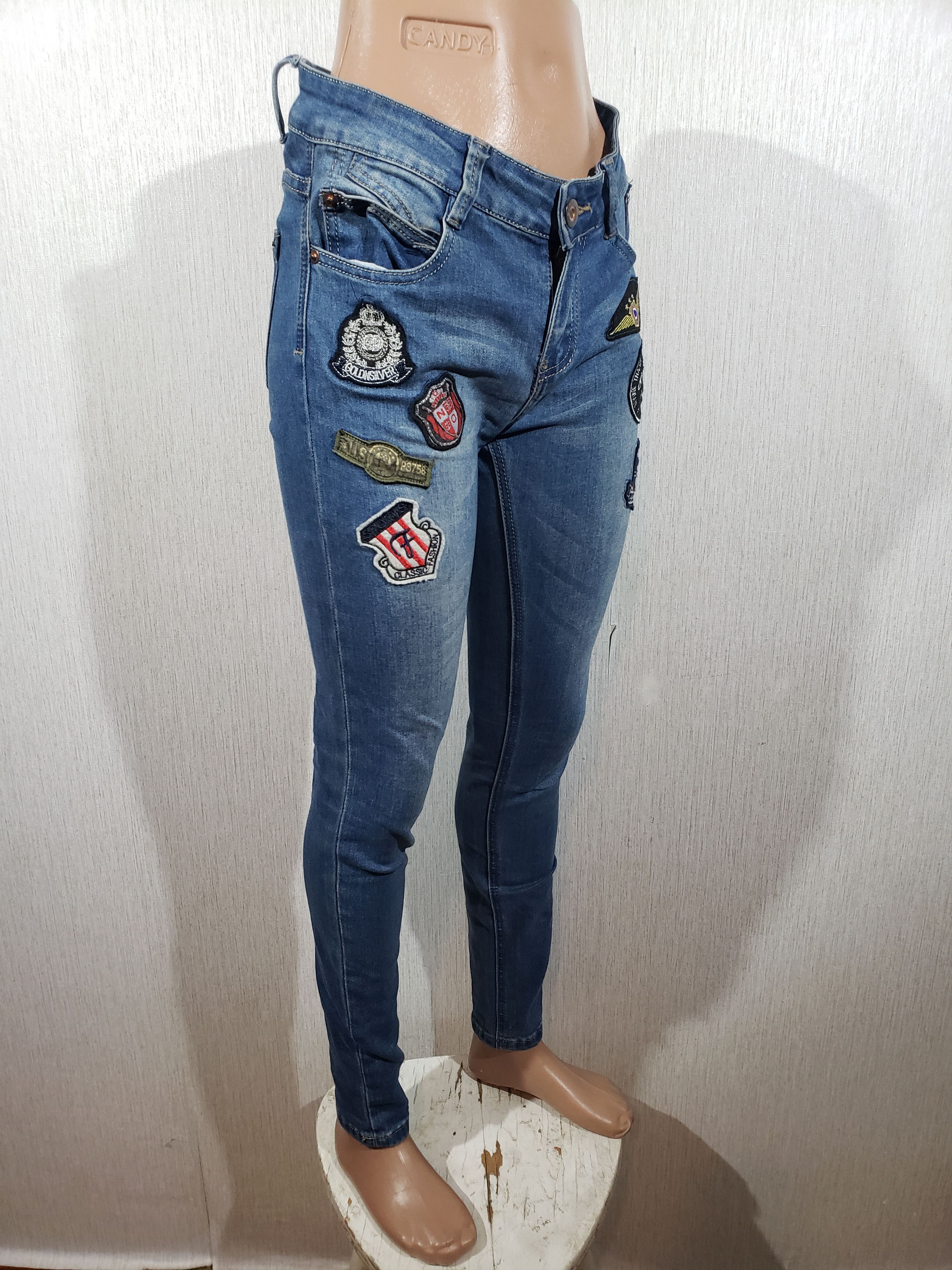 Jean Blue women's stretch jeans with many stripes. Size 30" / US 8 / IT 44 - 3 Thumbnail