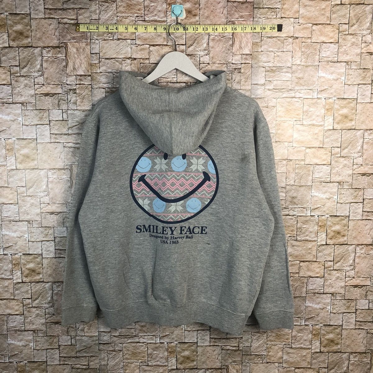 Japanese Brand Harvey Ball Smiley Face like kapital Grey Hoodie sweater#A67 Size US M / EU 48-50 / 2 - 3 Thumbnail
