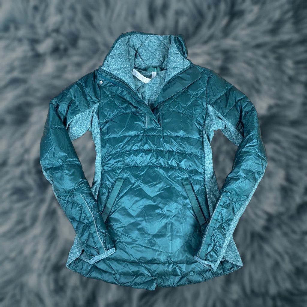 Lululemon Athletica Jacket Goose Down For A Run Pullover Sz 4 XS Teal