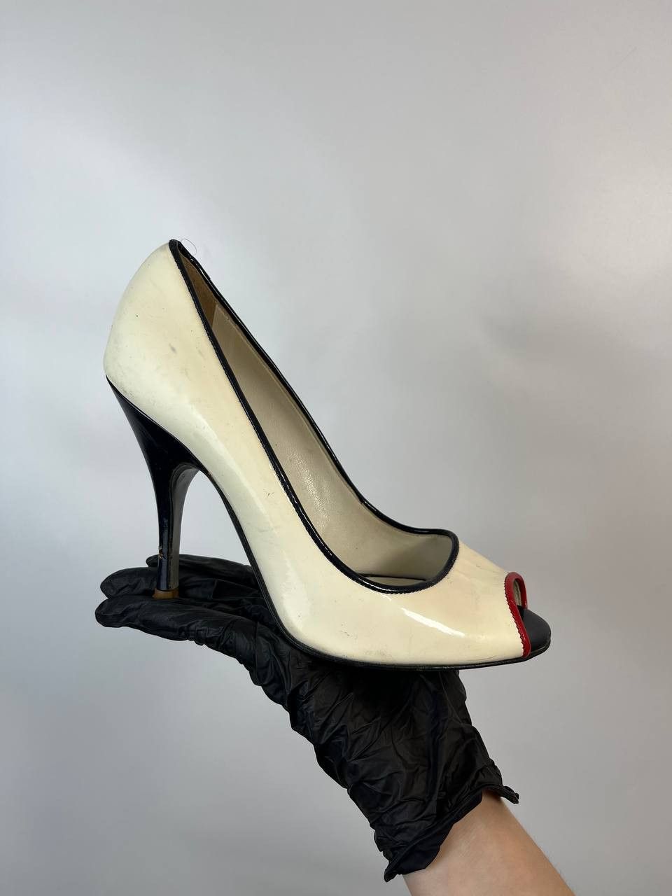 Dolce & Gabbana D&G White Patent Leather Peep Toe Pumps Size 37 Size US 7 / IT 37 - 7 Thumbnail