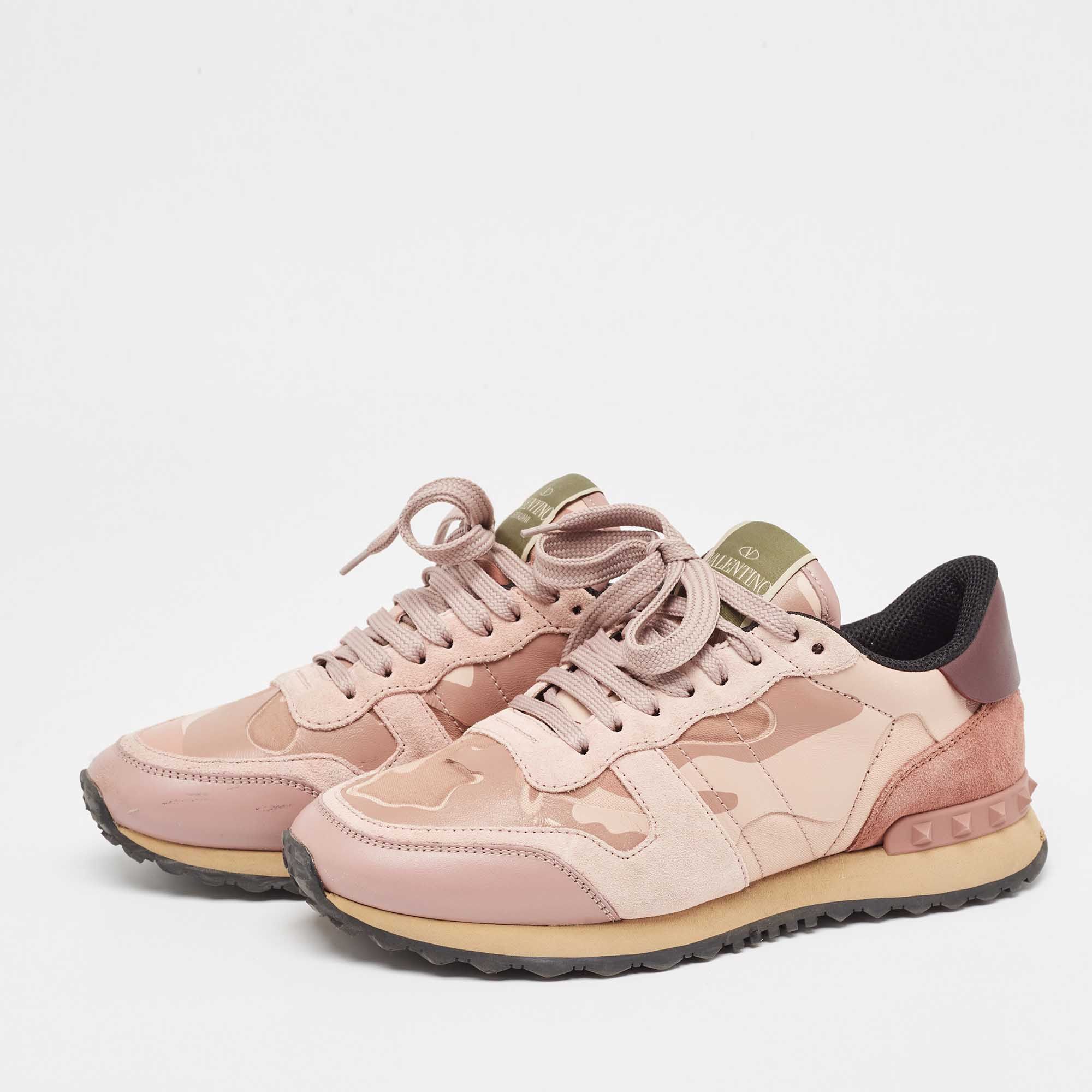 Valentino VALENTINO Garavani Rockrunner Pink Camouflage Sneakers Shoes Size US 7 / IT 37 - 19 Thumbnail