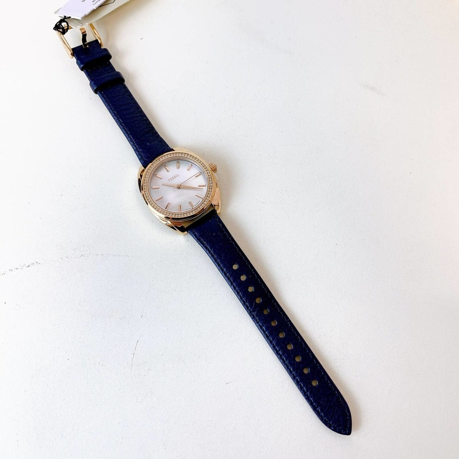 Fossil Fossil BQ3775 Vale Solar-Powered Blue Leather Watch Size ONE SIZE - 3 Thumbnail