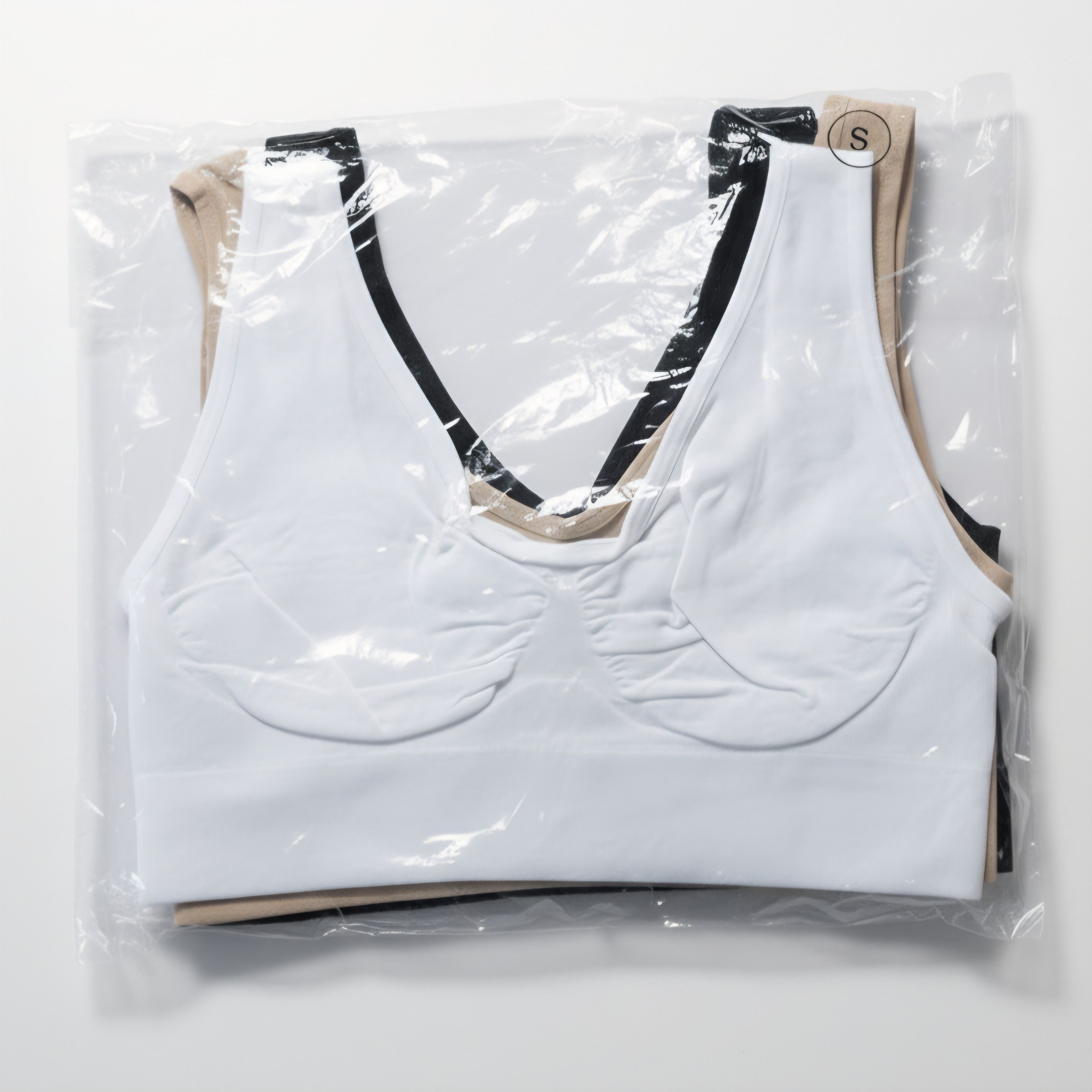 Other Freedom Size S/M NEW 3 Bras Set White Black Beige Stretchy Size ONE SIZE - 7 Thumbnail