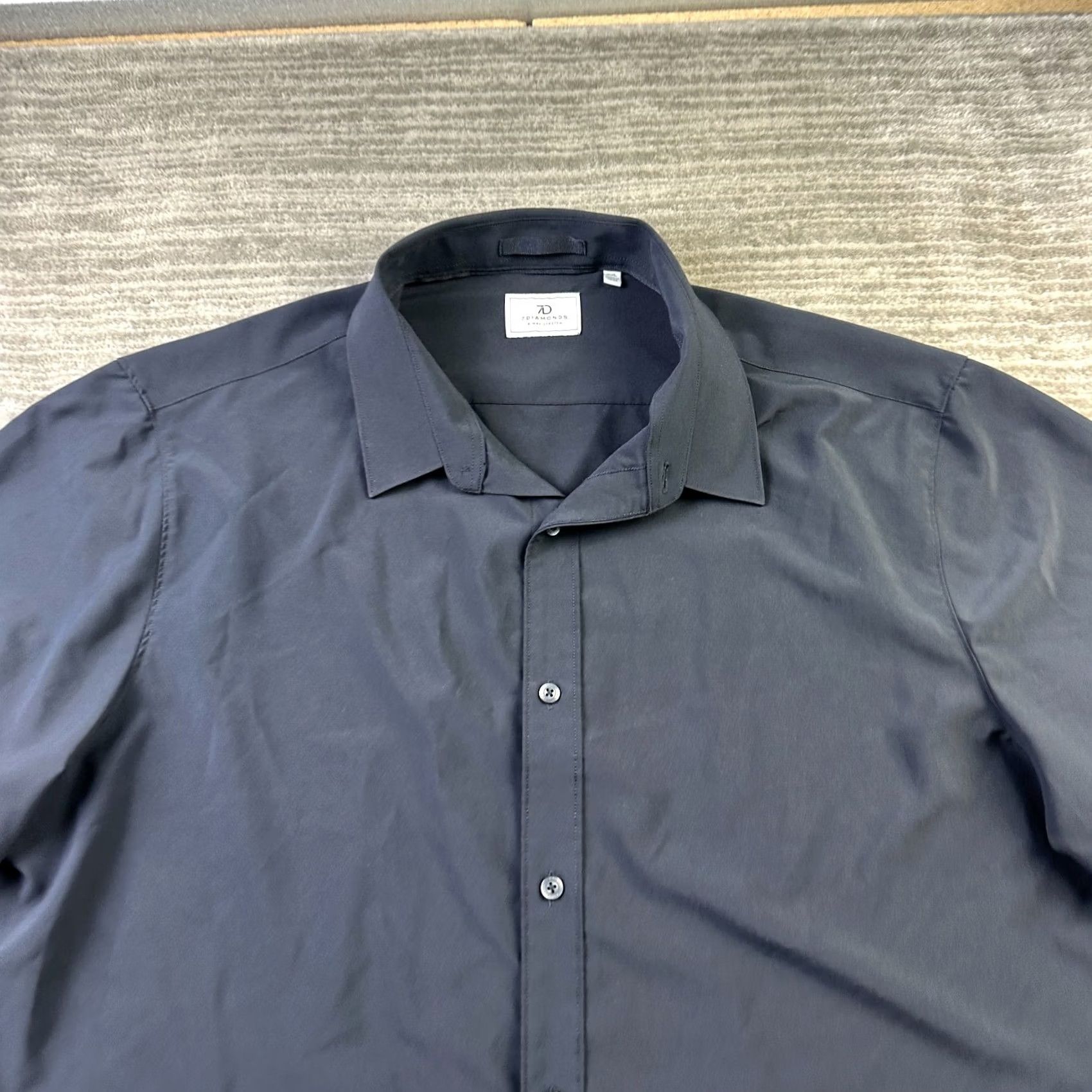 Vintage 7 Diamonds Mens Blue Button Up Shirt 2XL 4 Way Stretch Performance Size US XXL / EU 58 / 5 - 3 Thumbnail