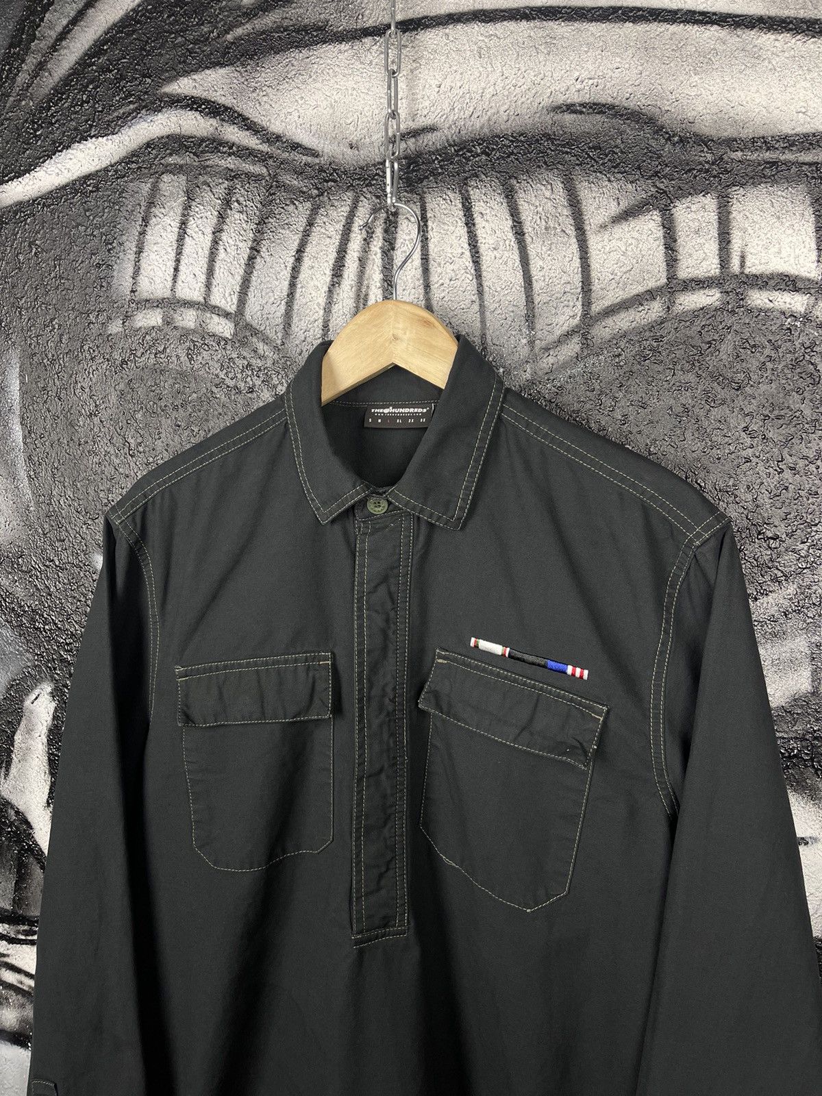 The Hundreds The Hundreds Y2K Black Cotton 1/2 Button Shirt Men’s Size L Size US M / EU 48-50 / 2 - 2 Thumbnail