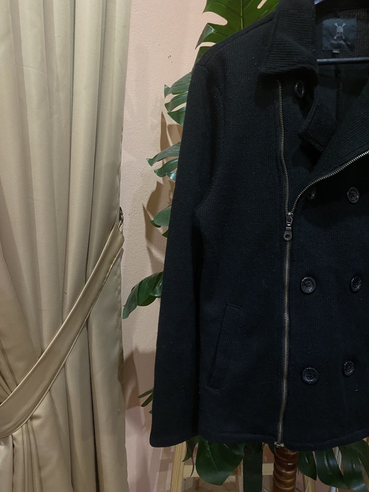 RATS JAPAN × Roen Rat Roen Japan Black Asymmetrical Knit DoubleBreasted Jacket Size M / US 6-8 / IT 42-44 - 6 Thumbnail