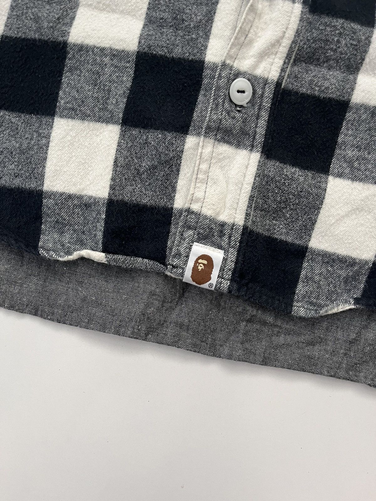 BAPE BAPEAREL INDUSTRY CHECK BUTTON UP LONGSLEEVE SHIRT