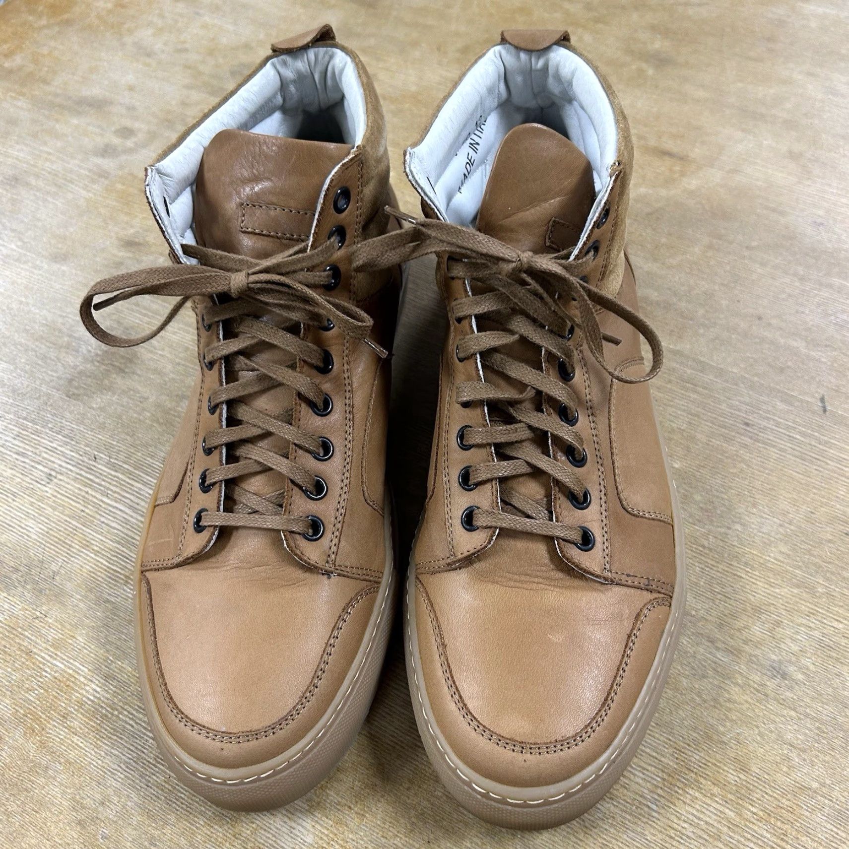 Del Toro Del Toro Leather Sneakers High Top Lace Up Chukka Shoes Men’s Size 12 Brown Leather Upper | Sneakers | Men | 12 | Brown | Del Toro Size US L / EU 52-54 / 3 - 7 Thumbnail