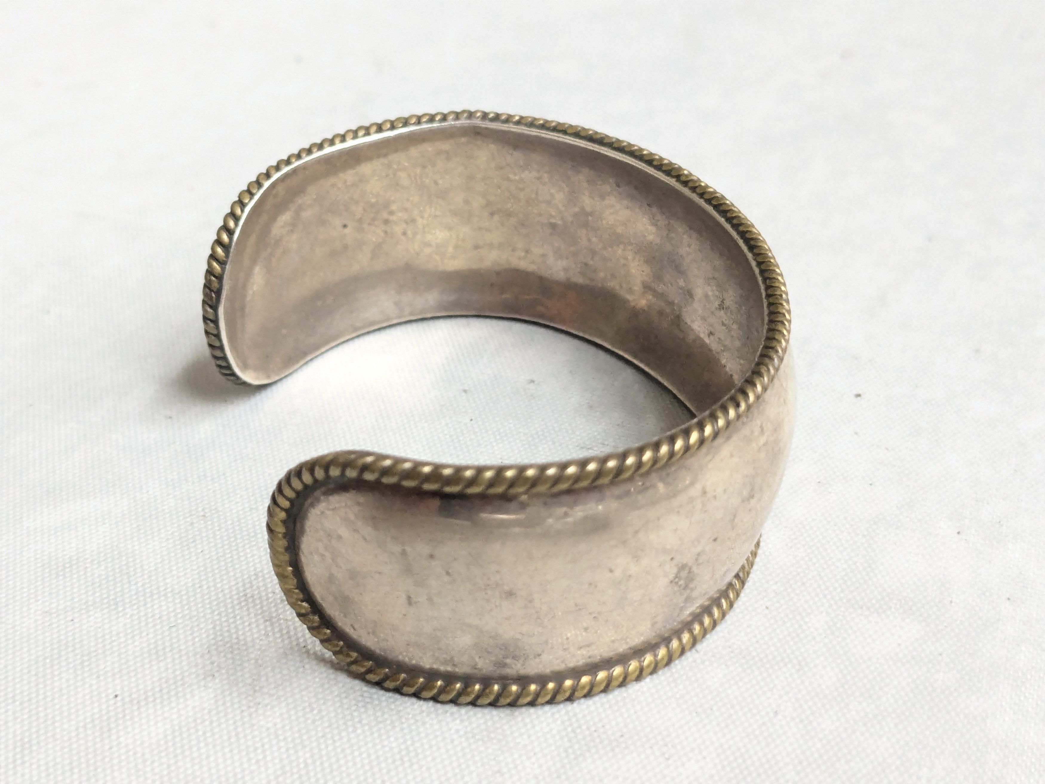 Jewelry Vintage Sterling Silver Cuff Bracelet 5.75" Mexico Two Tone Size ONE SIZE - 5 Thumbnail