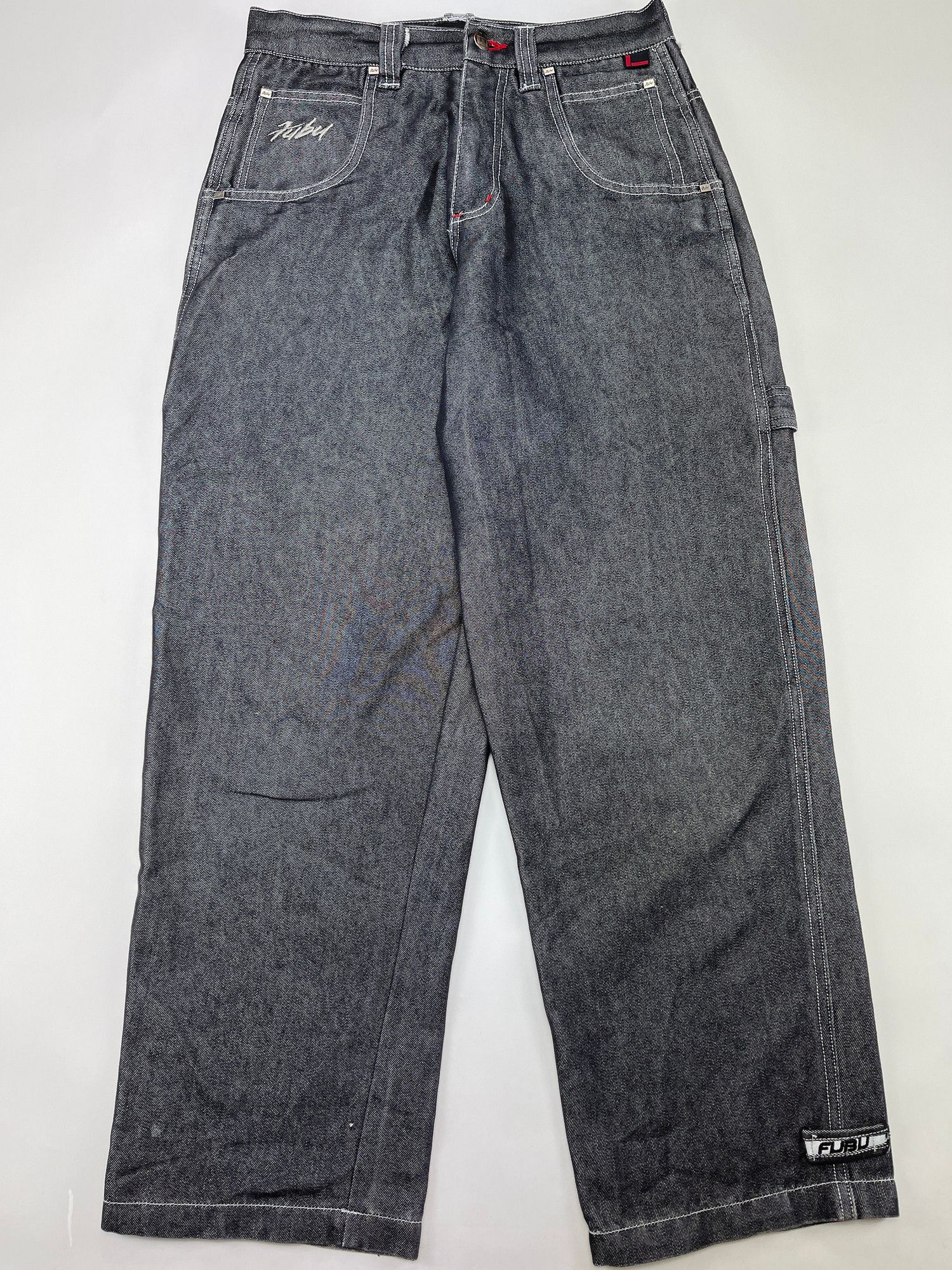 Fubu FUBU jeans, shiny black vintage baggy, silver metallic, W 30 Size US 30 / EU 46 - 2 Thumbnail
