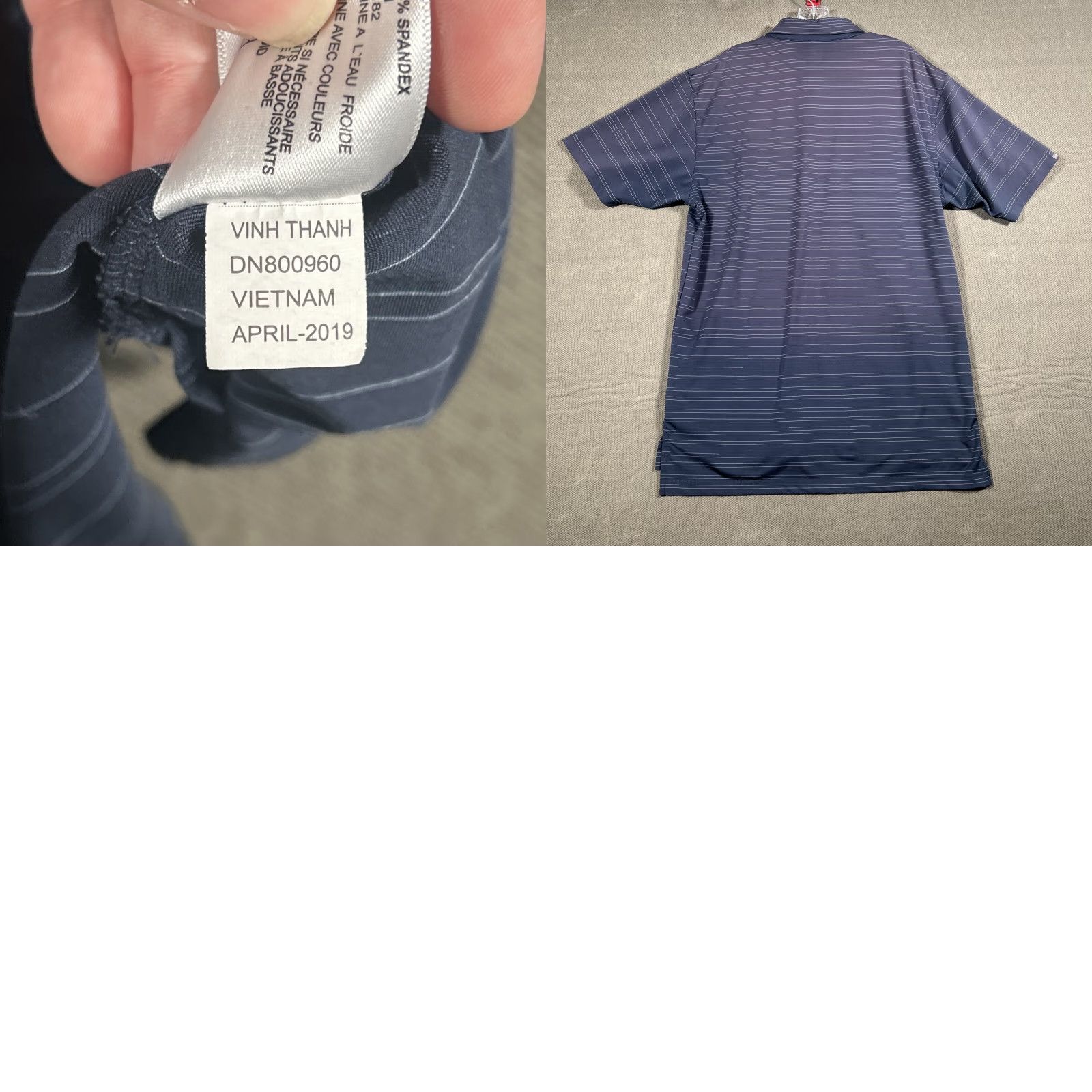 Vintage Dunning Golf Polo Shirt Mens Large Striped Blue Performance Stretch Size US L / EU 52-54 / 3 - 8 Thumbnail