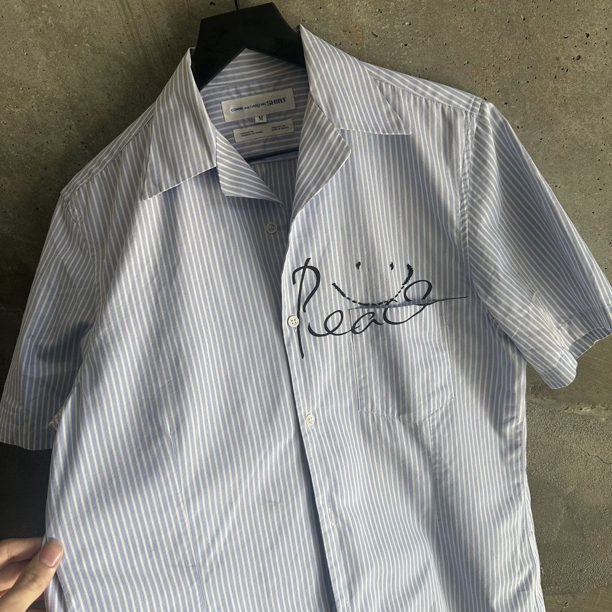 Comme des Garcons 2000s CDG Shirt “Peace” Striped Button Up Size US M / EU 48-50 / 2 - 2 Thumbnail