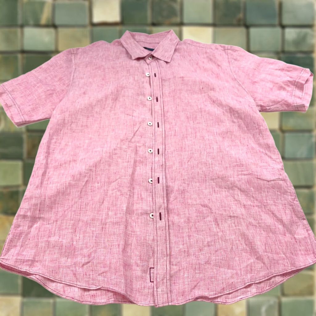 Vintage ZACHARY PRELL Shirt XL 100% Linen Button Short Sleeve Collared Red Mint Plaid Casual Mens Shirt X-Large Size US XL / EU 56 / 4 - 1 Thumbnail