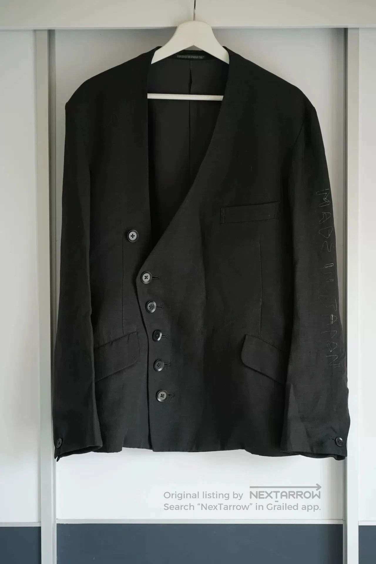 Yohji Yamamoto Yohji Yamamoto Black Uncollared Jacket. Size US M / EU 48-50 / 2 - 1 Thumbnail