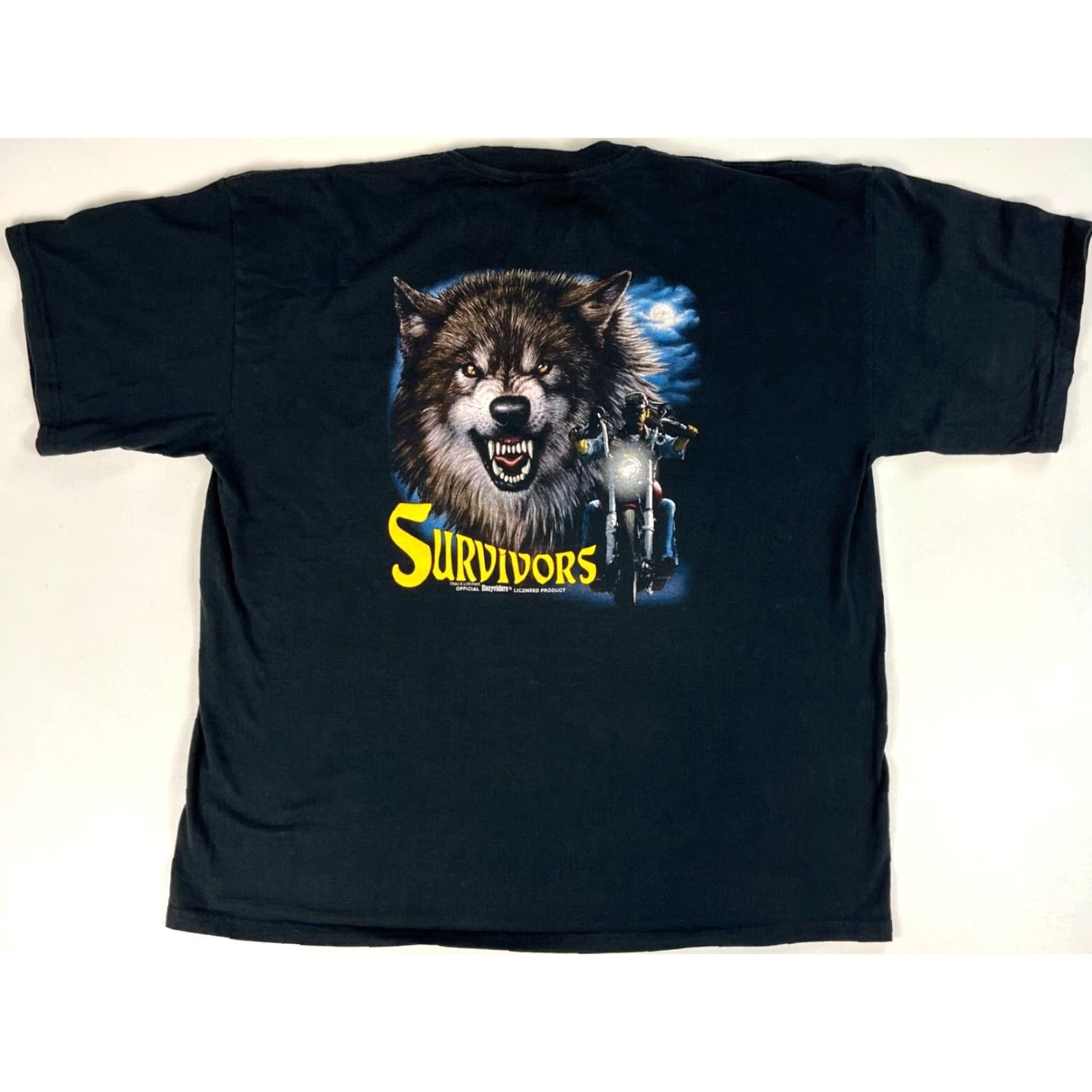 Vintage VINTAGE Trau & Loevner Survivors Genuine Biker T-Shirt Sz 3XL Black Cotton Men's Short Sleeve Crew Neck Double-Sided Size US XXL / EU 58 / 5 - 2 Thumbnail