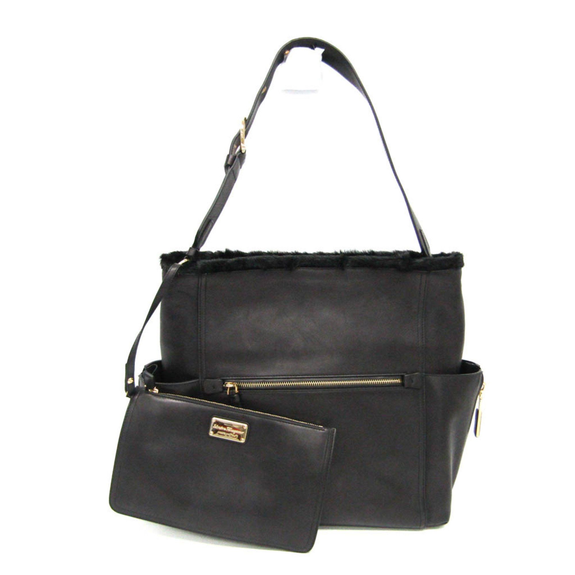 Salvatore Ferragamo Rg-21 G839 Women's Leather,leather Tote Bag Black