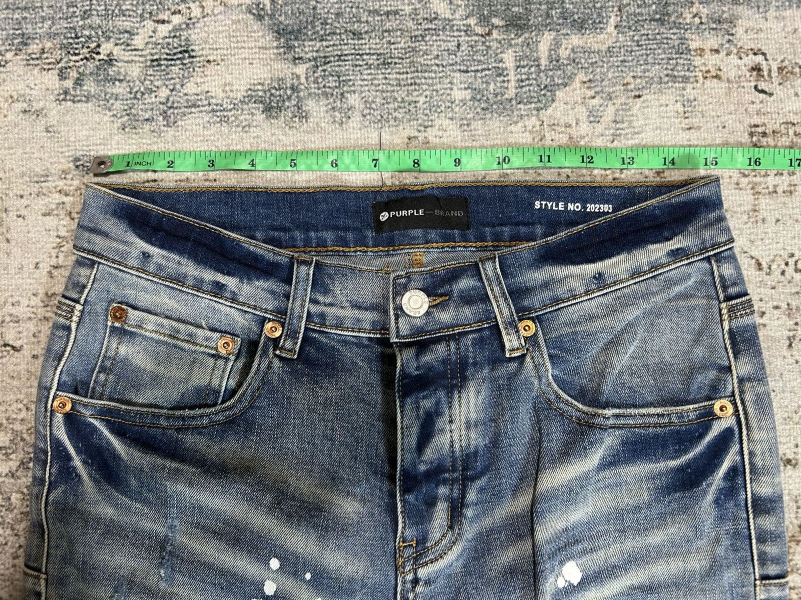 Purple Brand Purple Brand Blue Washed Paint Denim Size US 29 - 10 Thumbnail