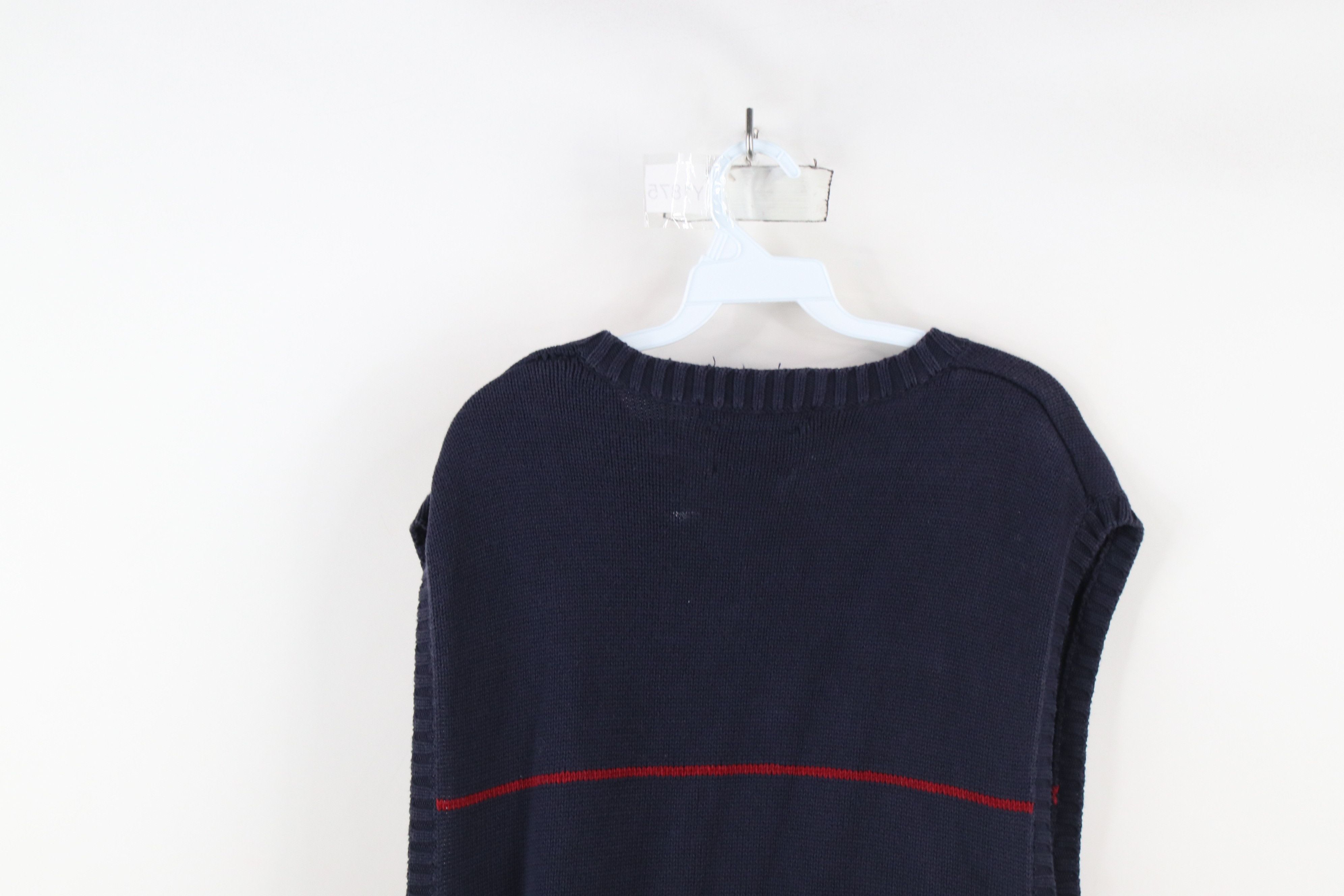 Tommy Hilfiger × Vintage Vintage 90s Tommy Hilfiger Crest Cotton Knit Sweater Vest Size US XL / EU 56 / 4 - 11 Thumbnail