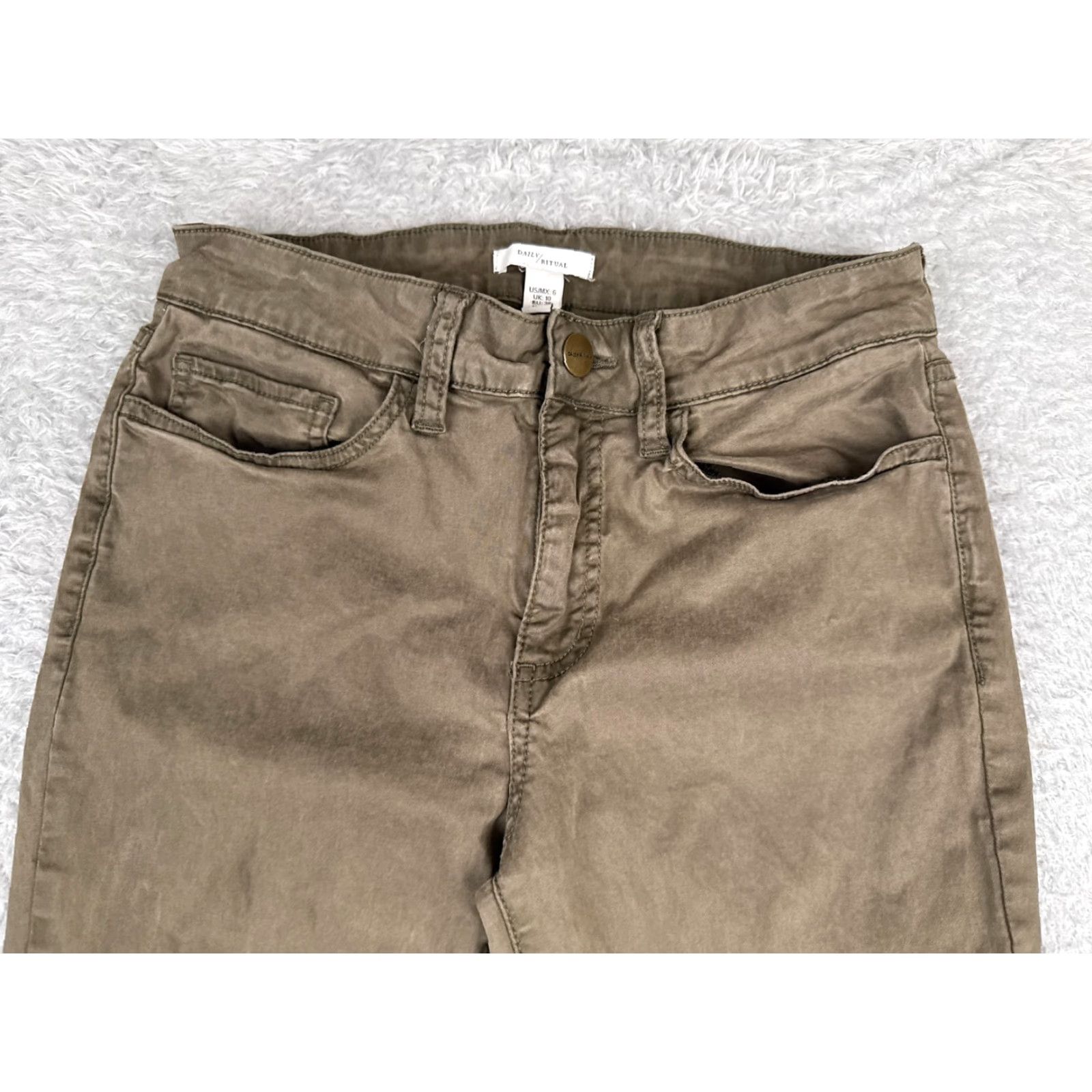 Vintage Daily Ritual Jeans Women's 6 Regular Mid Brown Denim Distressed 5-Pocket Cotton 26x28 Size 28" / US 6 / IT 42 - 4 Thumbnail
