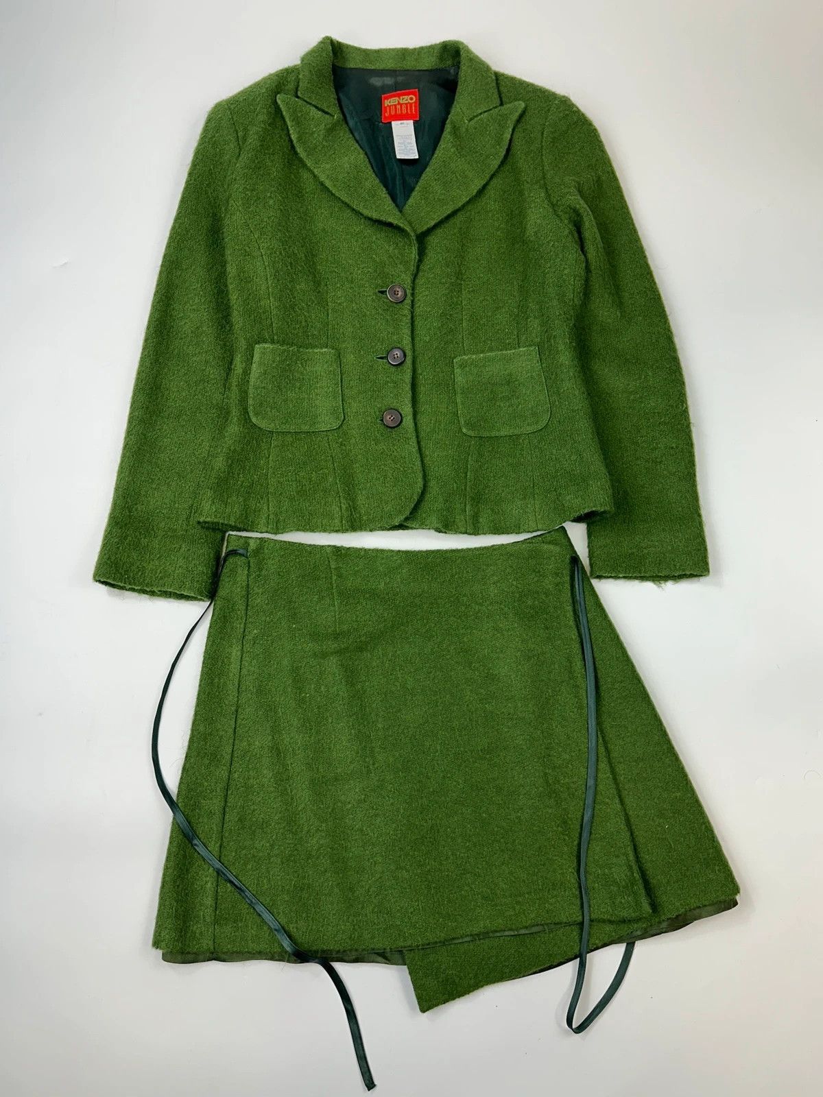 Kenzo Kenzo Jungle FW1990-98 Green Mohair Skirt & Jacket Full Set Size L / US 10 / IT 46 - 1 Thumbnail