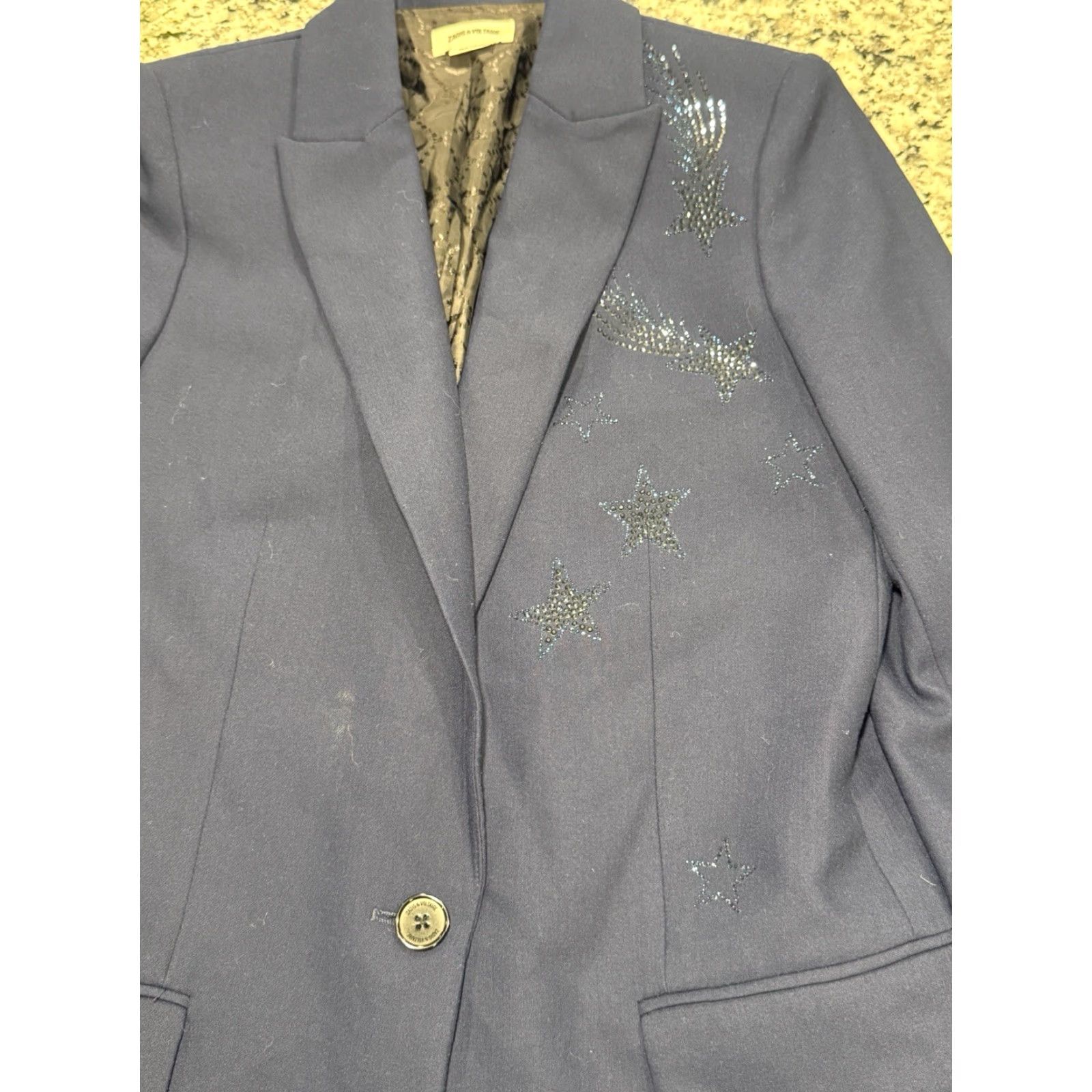 Zadig & Voltaire ZADIG & VOLTAIRE Viva Bis Strass Stars Blazer Women 36 Blue Size XS / US 0-2 / IT 36-38 - 6 Thumbnail