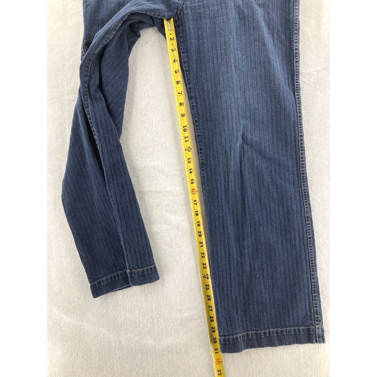 CO VINTAGE Lauren Jeans Co Jeans 12 Bootcut Pinstriped Denim Blue 90s Womens Size 34" / US 12 / IT 48 - 6 Thumbnail