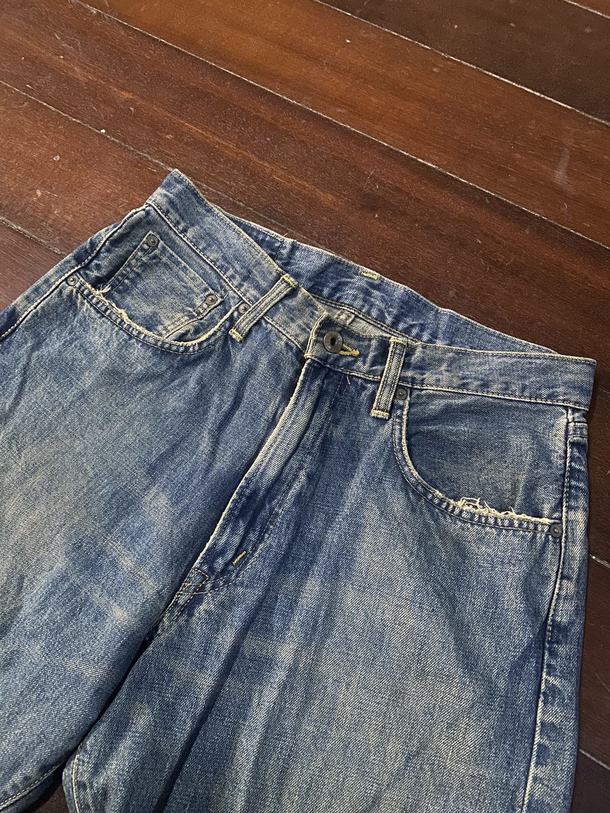 Edwin Fire vtg EDWIN 505 type wide leg selvedge great faded Size US 32 / EU 48 - 7 Thumbnail