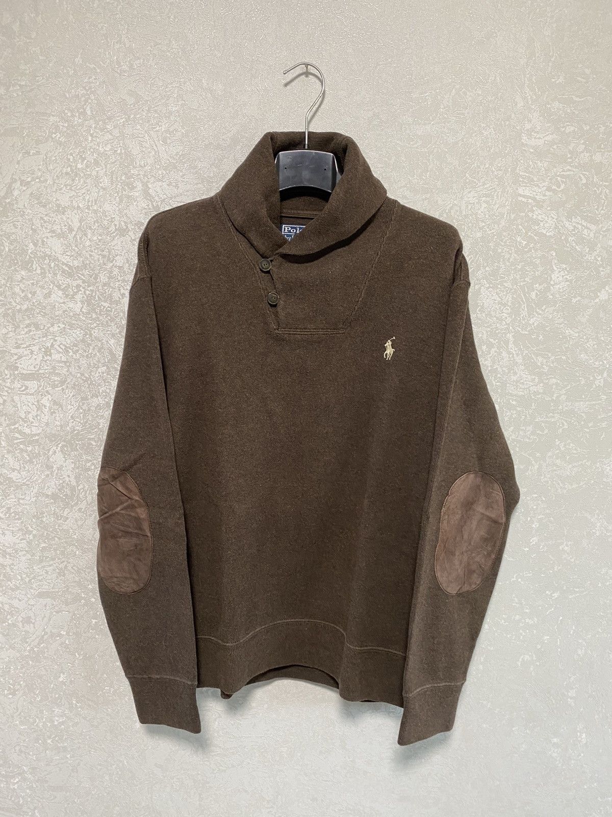 Polo Ralph Lauren × Vintage POLO RALPH LAUREN Shawl COLLAR Knit Sweater M Brown Cotton Size US M / EU 48-50 / 2 - 1 Thumbnail