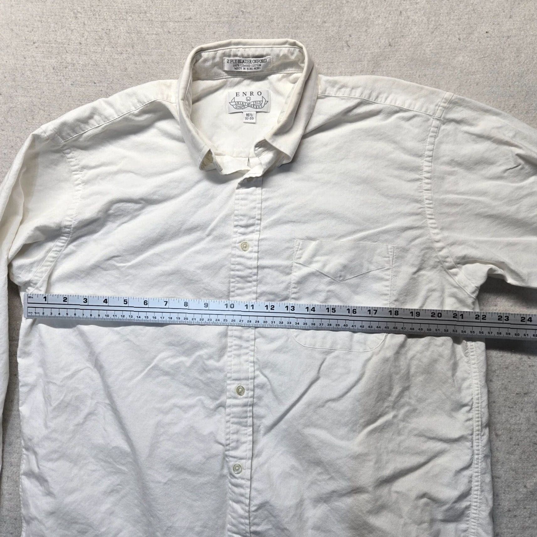 Enro ENRO Solid White Classic Button-Up Dress Shirt Long Sleeve Mens 16.5 32-33 Color: White Size: 16.5 Material: 100% Cotton Brand: ENRO Size 42R - 4 Thumbnail