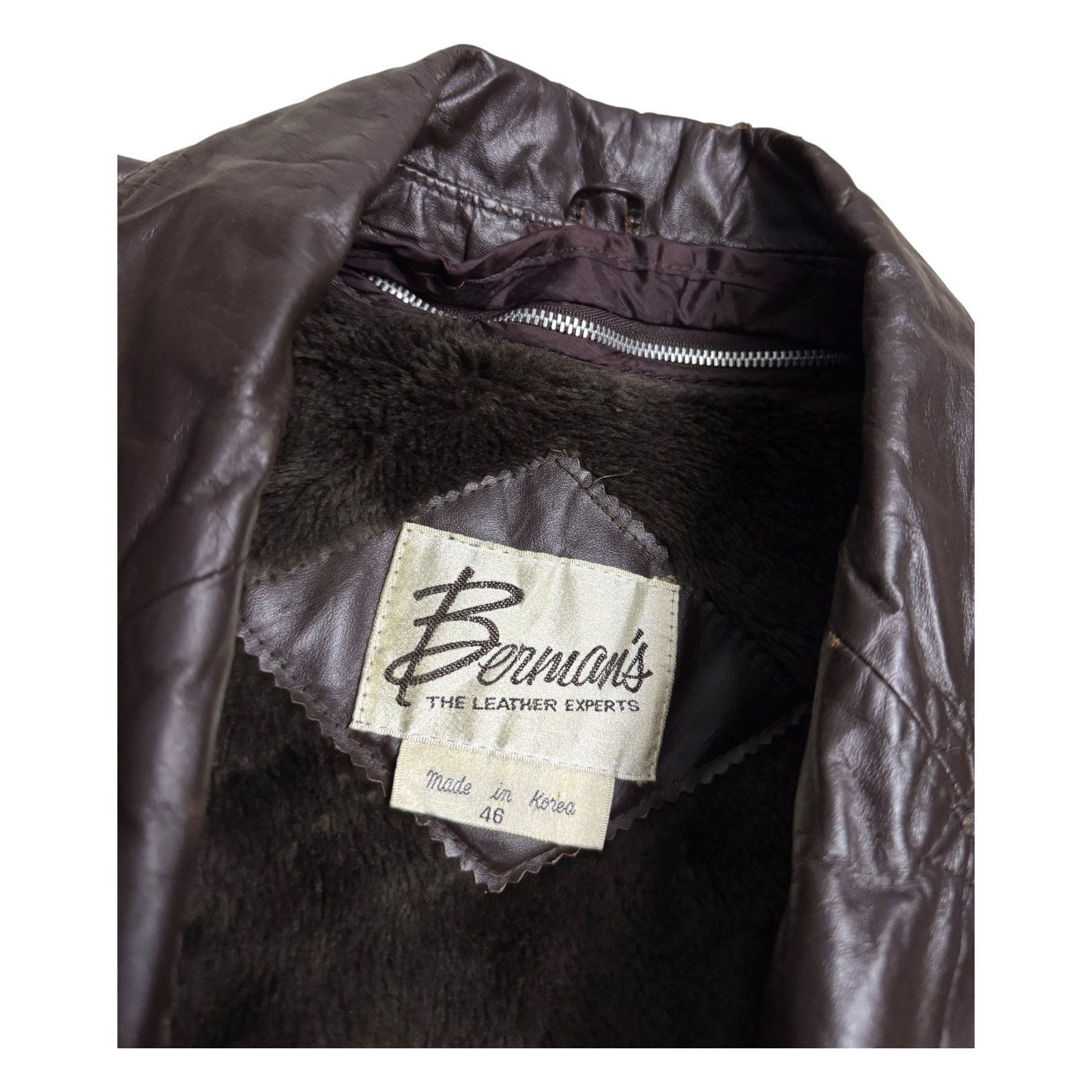 Vintage BERMANS Vintage Leather Fur Retro 80s Leather Coat Large Size US L / EU 52-54 / 3 - 4 Thumbnail
