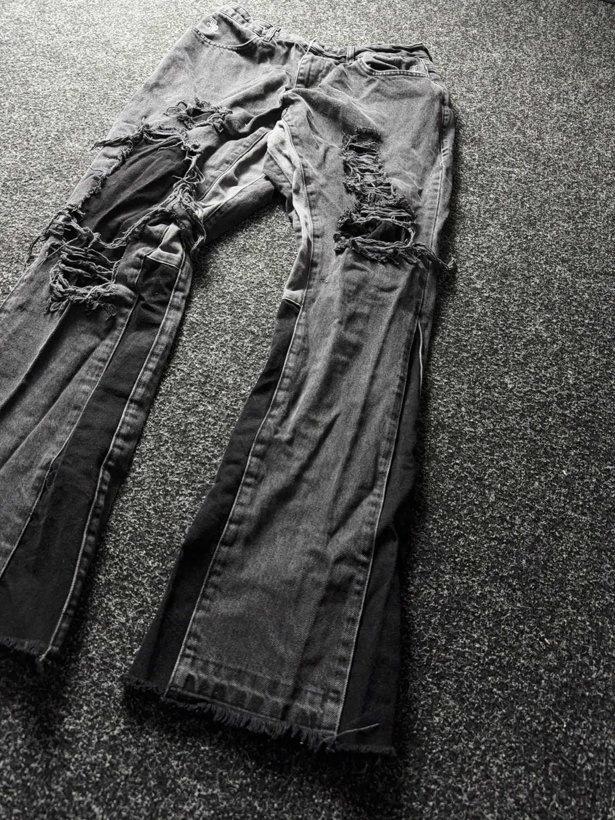 Japanese Brand Japanese Avant-Garde 00s Distressed Panel Jeans Wide Leg Y2K Size US 31 - 3 Thumbnail